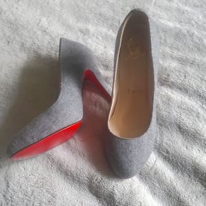 Christian Louboutin Charcoal Leather/ Canvas Simply Flannel Round Toe Pump